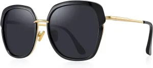 Vintage Oversized Shield Frame Women's Polarized Sunglasses Holiday Sunglasses for Women with Gift Box O6371
