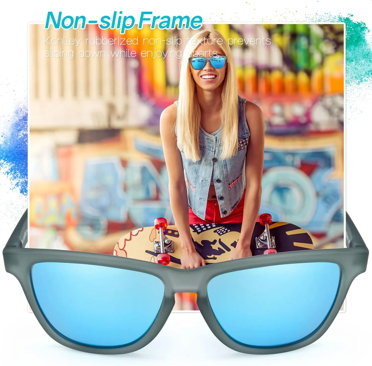 Vintage Sunglasses for Men & Women, Retro Eyewear with Non-slip Flexible Frame, Polarized/Non-Polarized Lens UV Protection