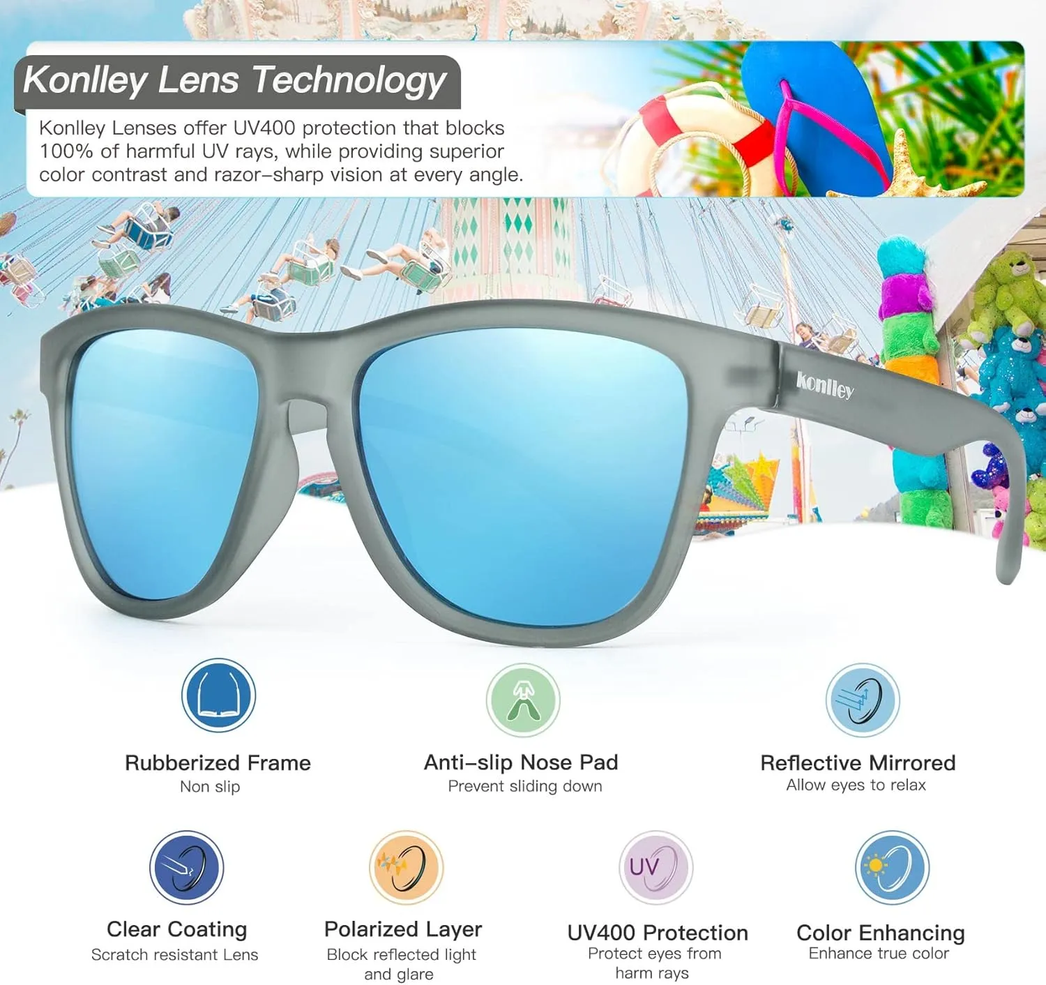 Vintage Sunglasses for Men & Women, Retro Eyewear with Non-slip Flexible Frame, Polarized/Non-Polarized Lens UV Protection