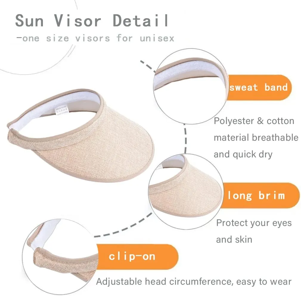 Wide Brim Sun Visors for Women Sun Protection Gardening Hat Summer Golf Tennis Running Cap