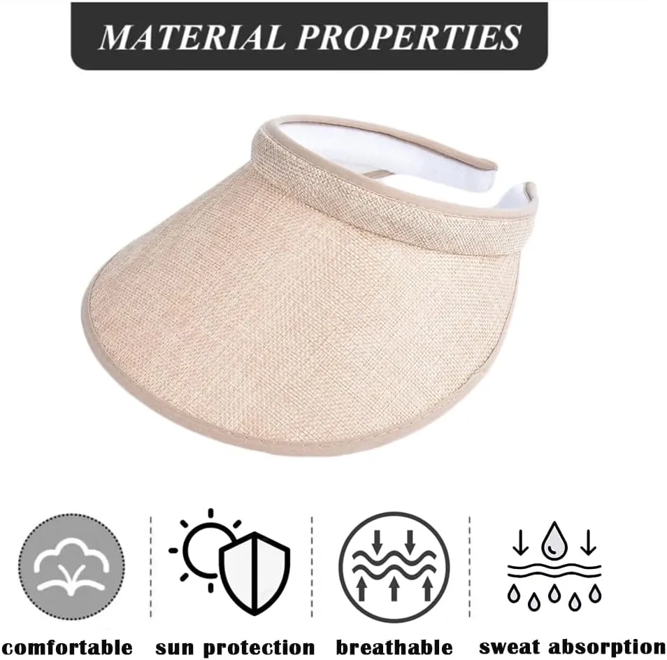 Wide Brim Sun Visors for Women Sun Protection Gardening Hat Summer Golf Tennis Running Cap
