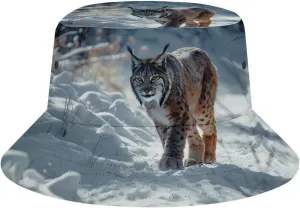 Wild Canada Lynx Snow Big Cat Animal Bucket Hat Lightweight Fishing Hat Wide Brim Sun Protection Cap for Men Women