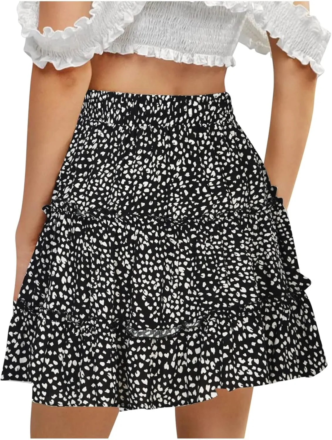 Women Boho Mini Skirt 2024 Summer Fashion Casual Flowy High Waist Beach Pleated Y2K Layered Novelty Short Skirts