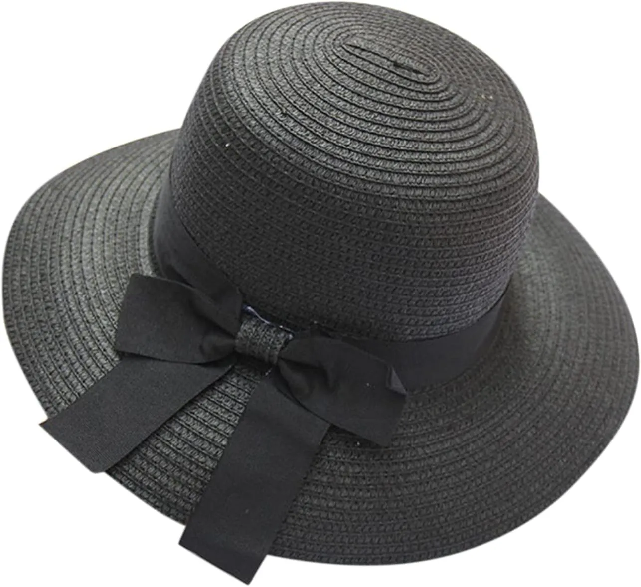Women Bow Straw Hat Foldable Sunscreen Beach Bucket Hats Summer Sunshade Wide Brim Sun Hats