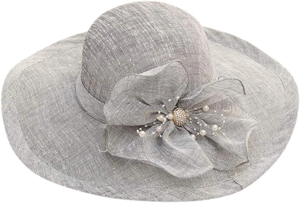 Women Kentuck𝚢-Derby Hat Tea Party Dress Wide Brim Organza Church Hats Wedding 𝙲ocktail Tea Party Spring