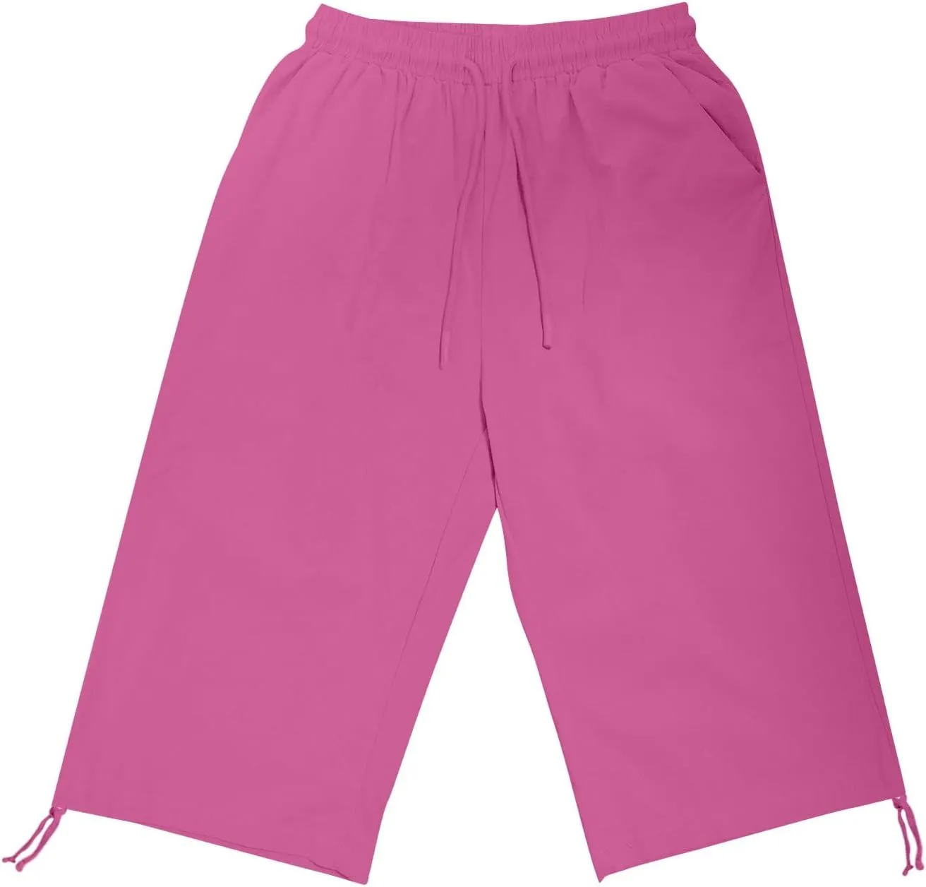 Women Linen Pants 2025 Summer Casual Capri Pants Cropped Tapered Lightweight Pants Travel Beach Outfits with Pocket