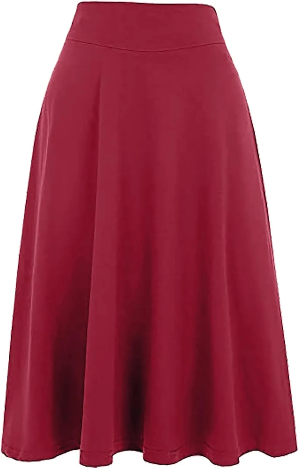 Women Midi Skirt High Waisted Zipper Solid Color Casual Flowy Knee Length Beach Skirts Ladies Summer Work Outfit