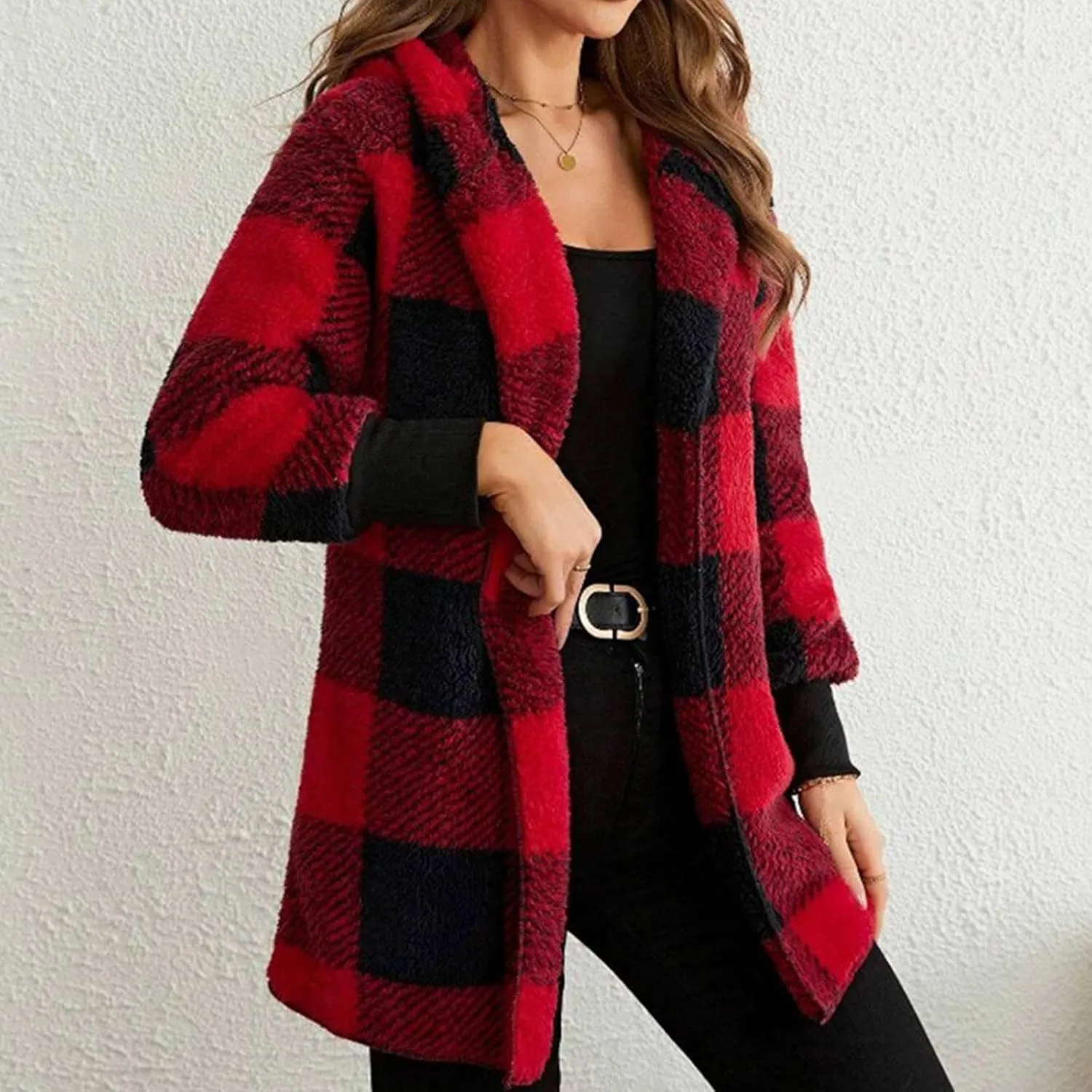 Women Plaid Flannel Jacket Casual Fuzzy Fall Shacket Sherpa Lined Jackets Dressy Casual Trendy Clothing 2024