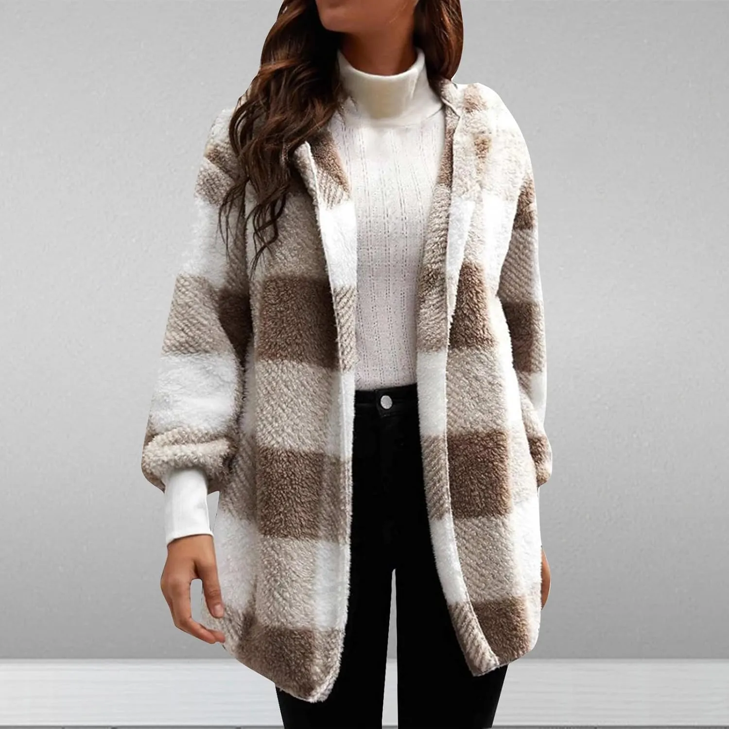 Women Plaid Flannel Jacket Casual Fuzzy Fall Shacket Sherpa Lined Jackets Dressy Casual Trendy Clothing 2024