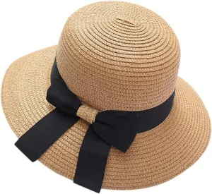 Women Straw Hat Bohemian Rolled Brim Fisherman Hats Rainbow Pattern Foldable Beach Cap Holiday Sun Visor Hat