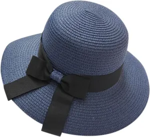 Women Straw Hat Bohemian Rolled Brim Fisherman Hats Rainbow Pattern Foldable Beach Cap Holiday Sun Visor Hat