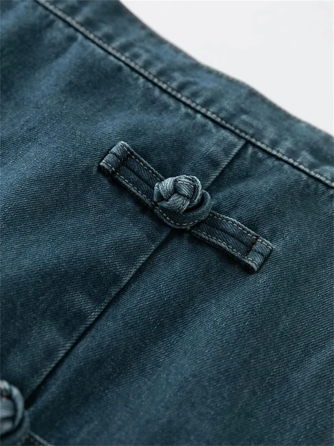 Women Summer Denim Skirts Back Elastic Waist Button Long Skirts Office Lady Dark Denim Skirt