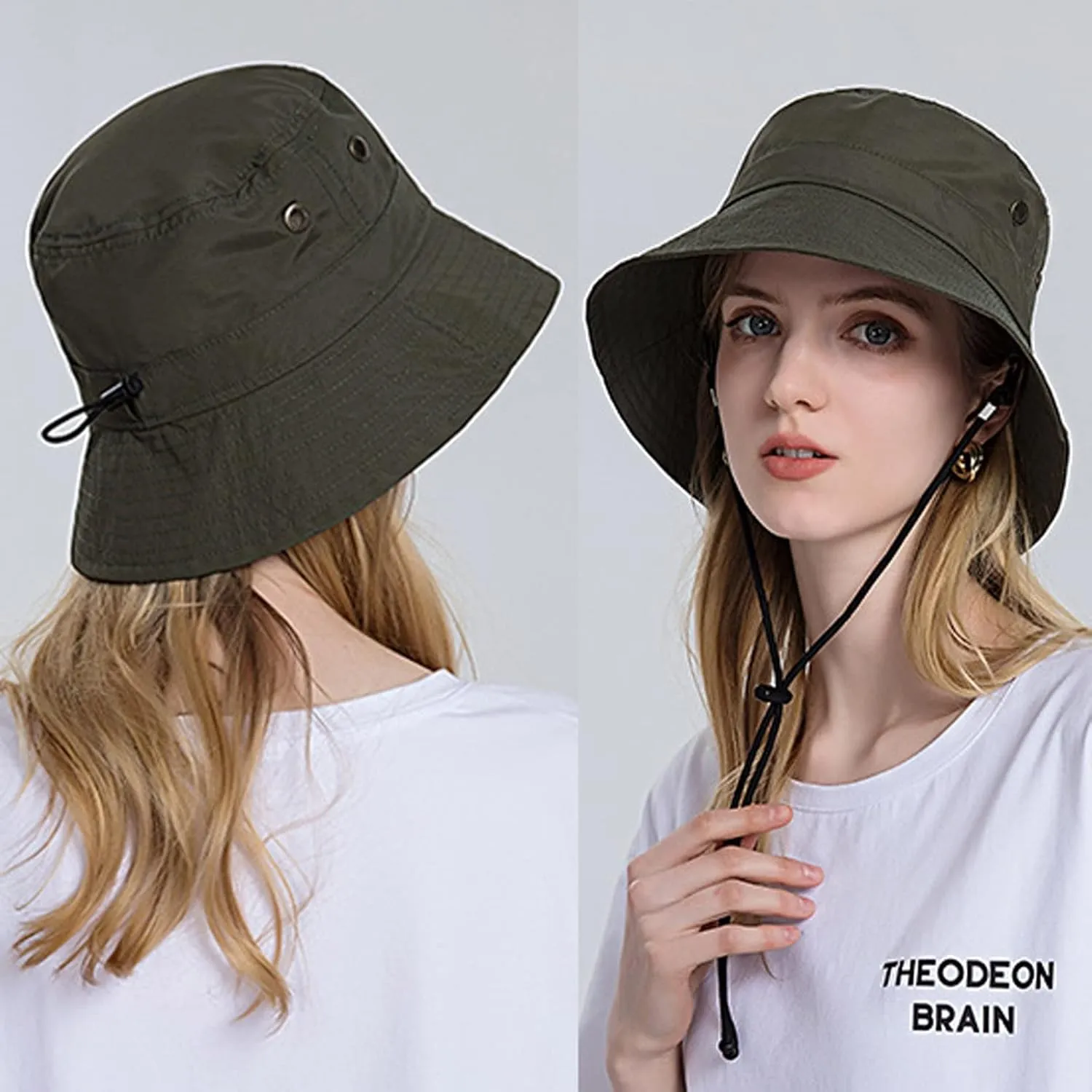 Women Sun Hat Wide Brim Sunscreen Bucket Hat Adjustable Sunshade Beach Hat Summer Fisherman Hats with Strings