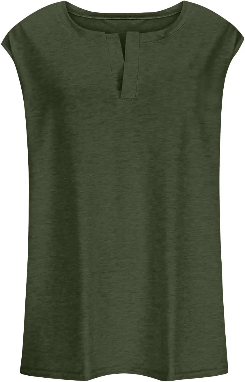 Women Tank Tops 2025 Cotton Plus Size Loose V Neck Shirt Sleeveless Tee Casual Summer Blouse Workout Basic Comfy Tunic