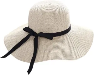 Womens Beach Sun Straw Hat 2025 Summer UV Hat Wide Brim Lightweight Travel Hats Cocktail Tea Party Hat