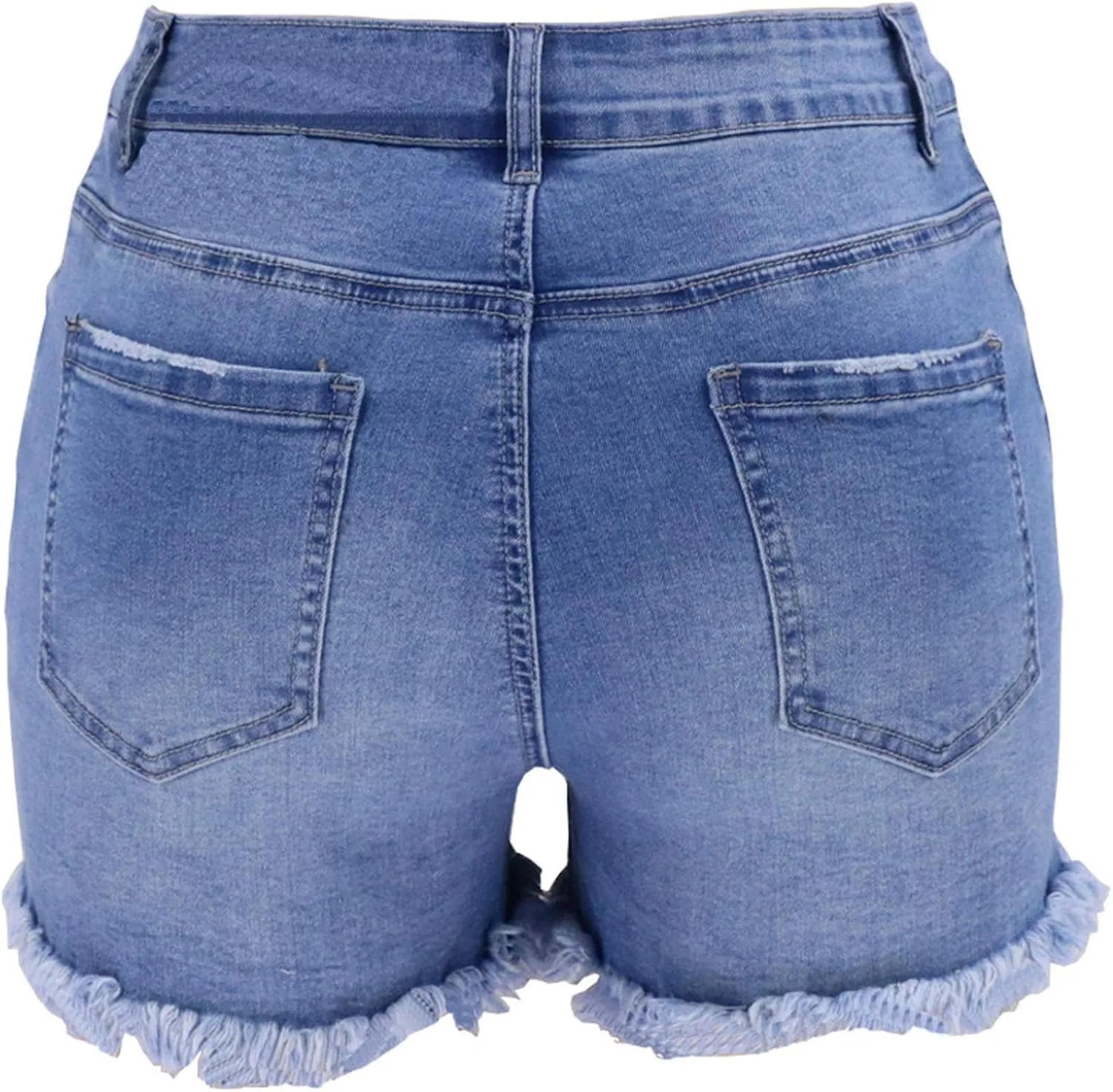 Womens Casual High Waisted Denim Shorts Frayed Raw Hem Ripped Jeans Shorts Cut Off Denim Hot Short Summer Jean Shorts