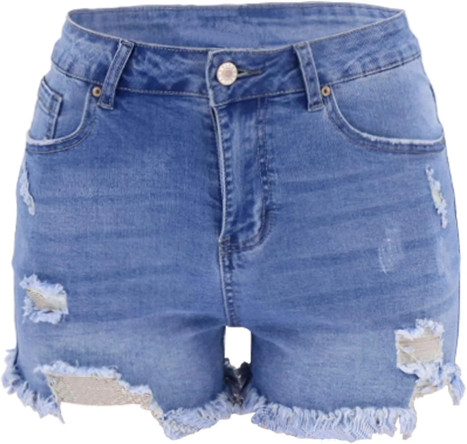 Womens Casual High Waisted Denim Shorts Frayed Raw Hem Ripped Jeans Shorts Cut Off Denim Hot Short Summer Jean Shorts