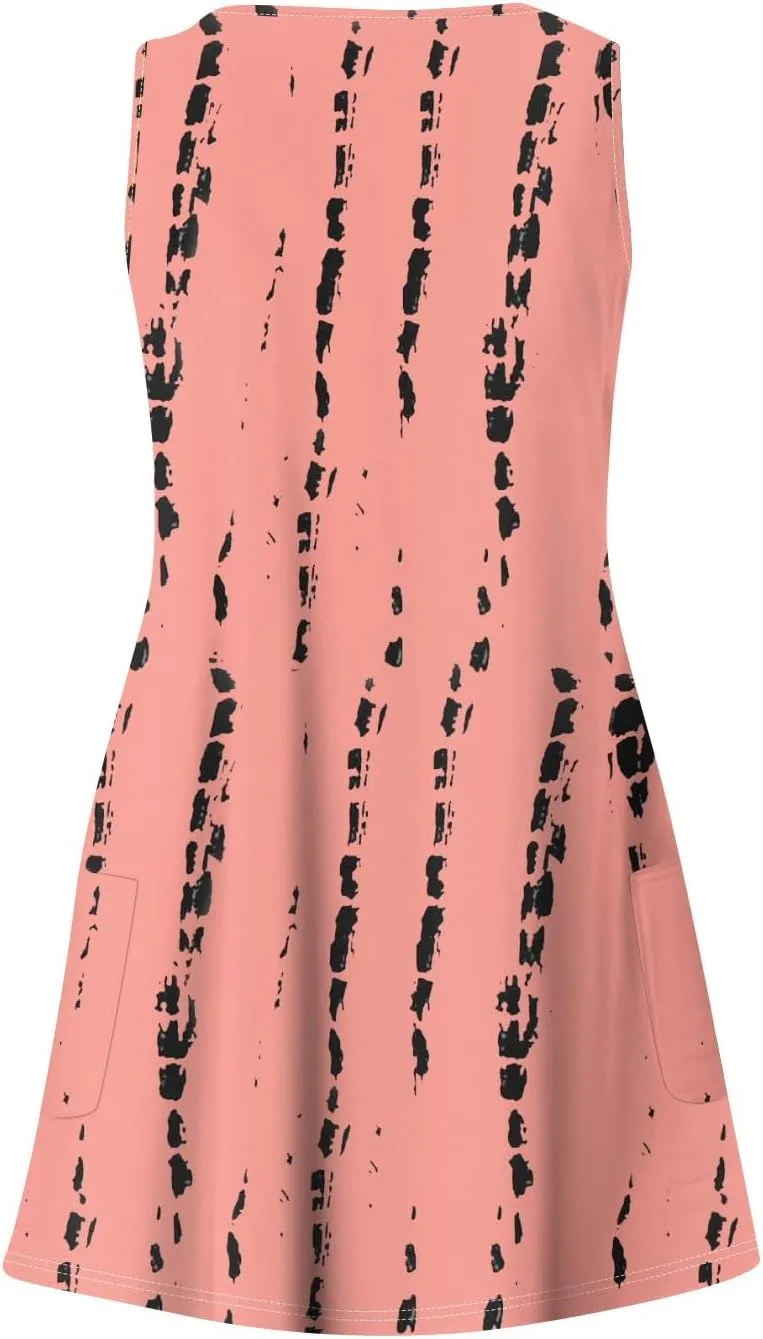 Women's Casual Sundress with Pockets Summer Boho Beach Dress Floral Blouses for Women T-Shirts Casual Dresses