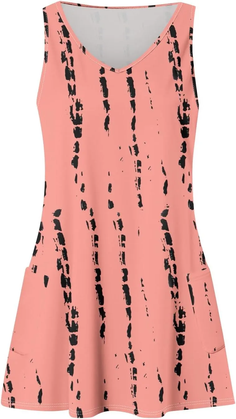 Women's Casual Sundress with Pockets Summer Boho Beach Dress Floral Blouses for Women T-Shirts Casual Dresses