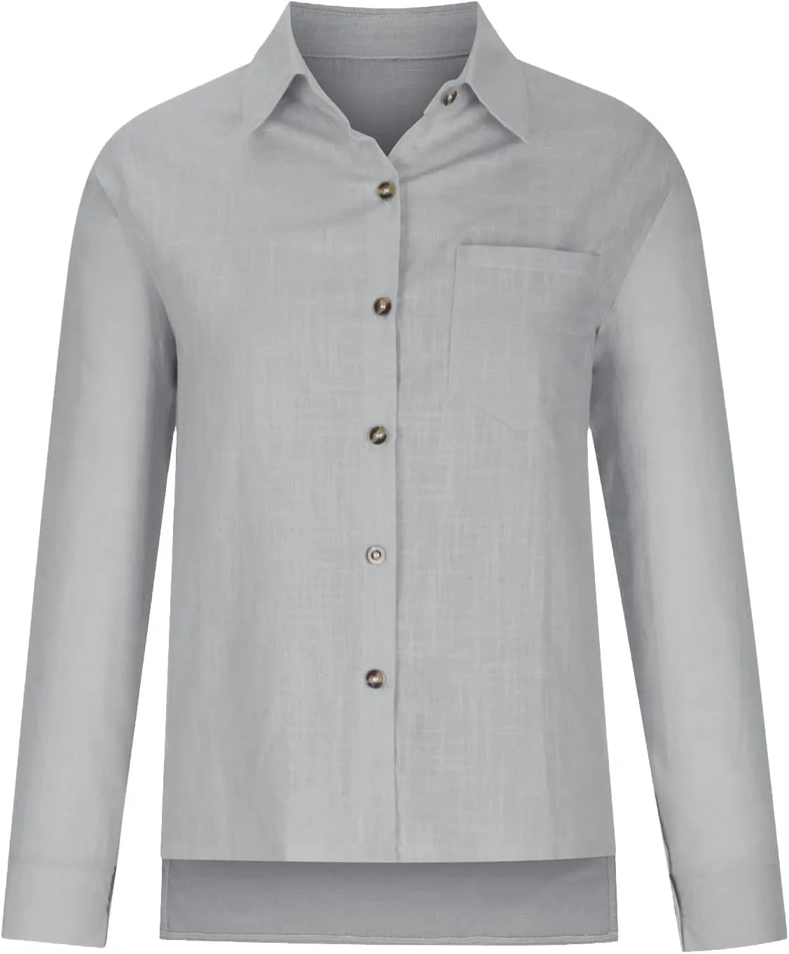 Womens Cotton Linen Button Down Shirt 2025 Fall Casual Long Sleeve Solid Color Shirts Loose Tops with Pockets