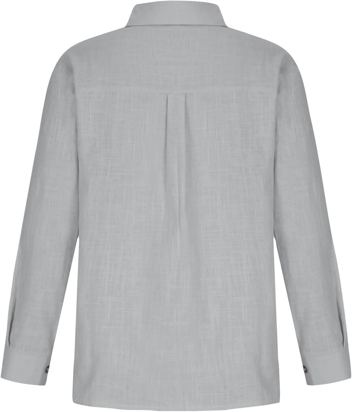 Womens Cotton Linen Button Down Shirt 2025 Fall Casual Long Sleeve Solid Color Shirts Loose Tops with Pockets