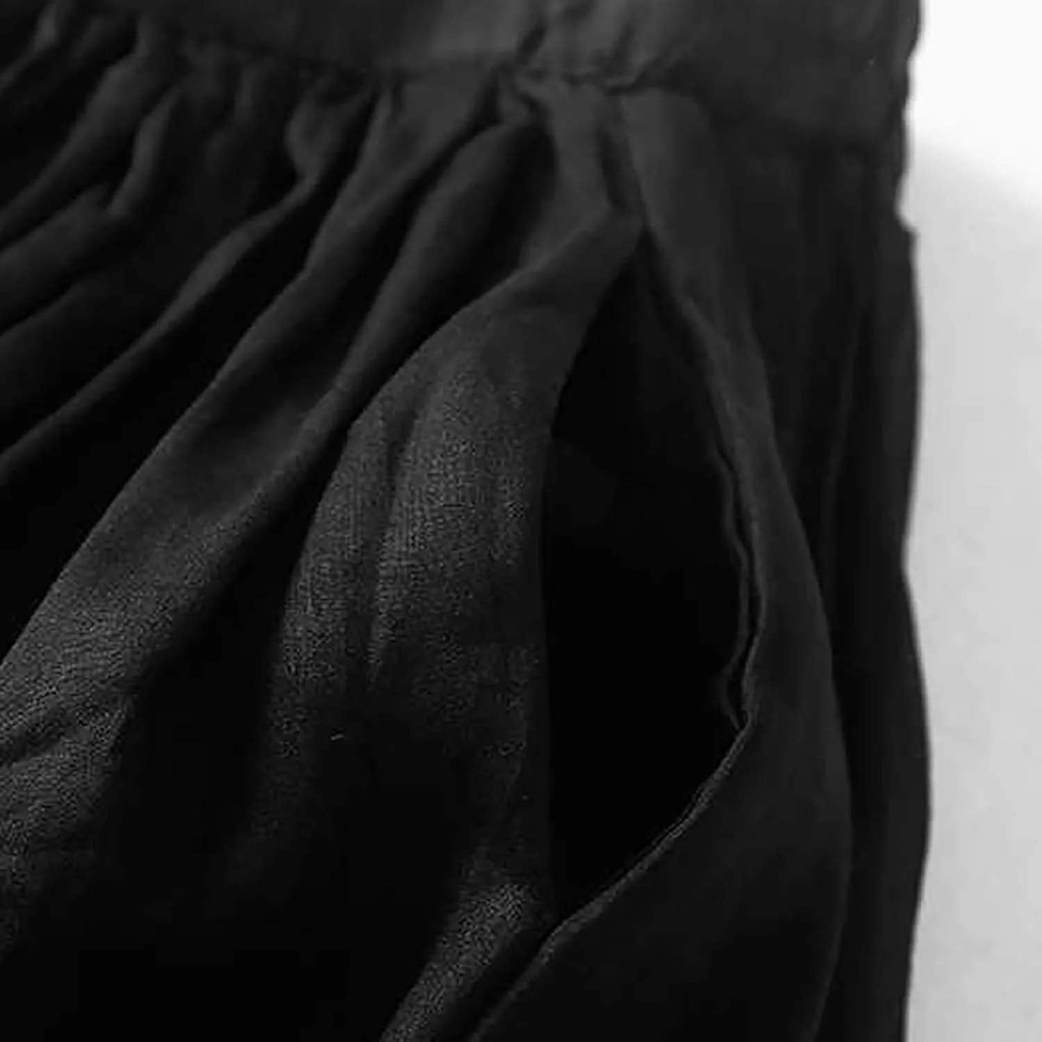 Women's Cotton Linen Skirt Drawstring Waist A Line Beach Flowy Long Skirts Summer Casual Beach Boho Pleated Dress