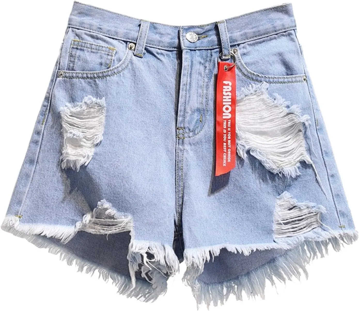 Women's Denim Shorts Casual 2024 Summer Mid Waist Stretchy Denim Jean Shorts Frayed Raw Hem Y2k Beach Sexy Hot Shorts