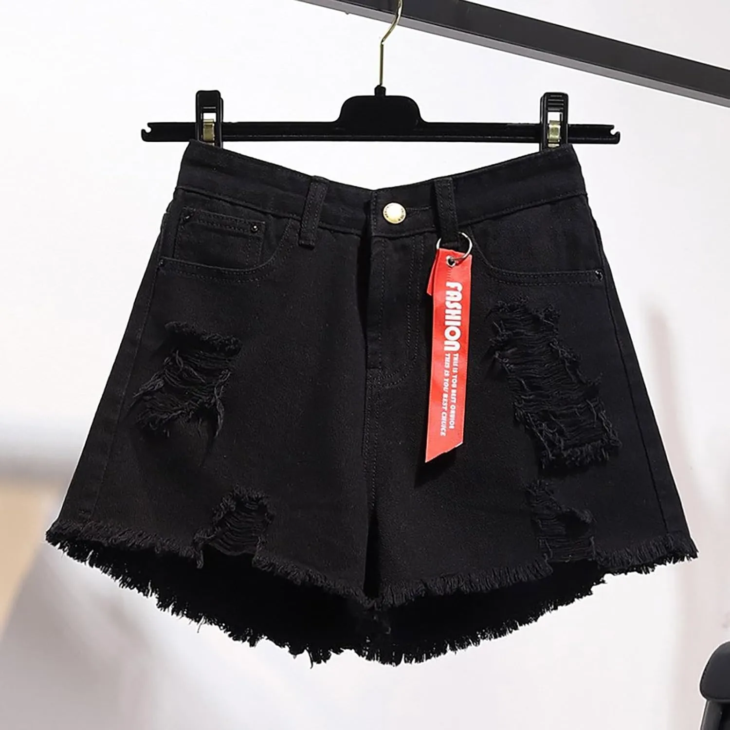 Women's Denim Shorts Casual 2024 Summer Mid Waist Stretchy Denim Jean Shorts Frayed Raw Hem Y2k Beach Sexy Hot Shorts