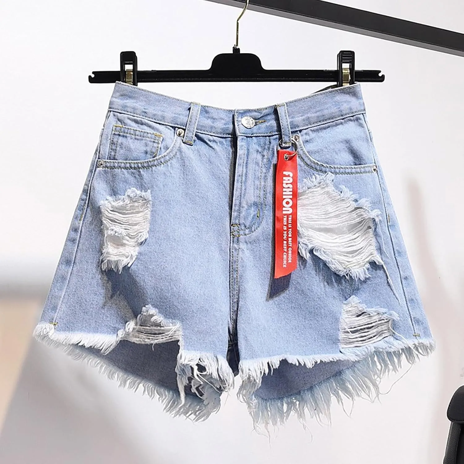 Women's Denim Shorts Casual 2024 Summer Mid Waist Stretchy Denim Jean Shorts Frayed Raw Hem Y2k Beach Sexy Hot Shorts