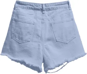 Women's Denim Shorts Casual 2024 Summer Mid Waist Stretchy Denim Jean Shorts Frayed Raw Hem Y2k Beach Sexy Hot Shorts