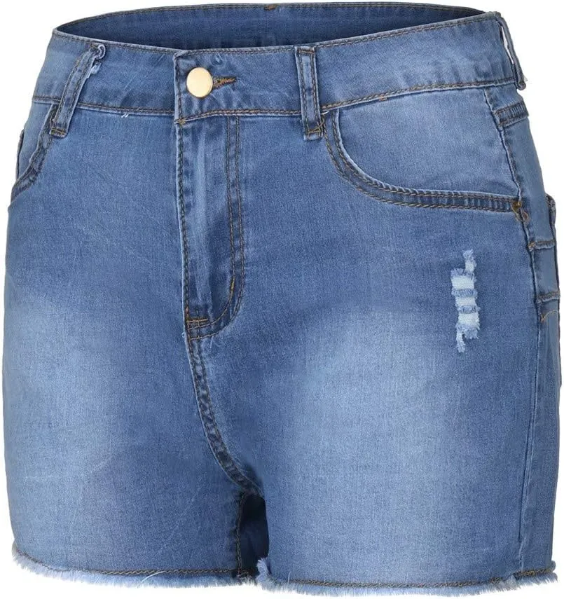 Womens Denim Shorts High Waisted Stretchy Casual Jeans Shorts 2025 Summer Loose Fit Retro Hot Shorts Pockets