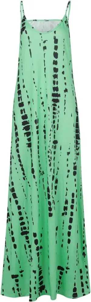 Women's Dresses Summer 2024 Sleeveless Loose Maxi Dresses Casual Tie-Dye Print Long Dress Casual, S-5XL