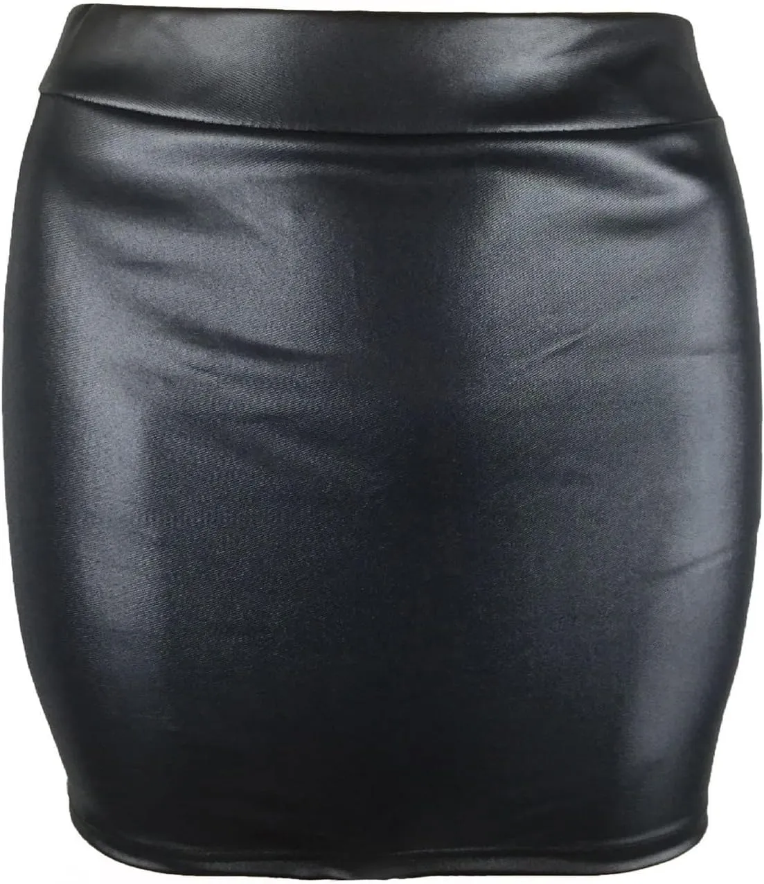 Womens Faux Leather Skirt High Waisted Stretchy Bodycon Short Skirt Solid Slim Fit Pencil Skirts Party Mini Skirts