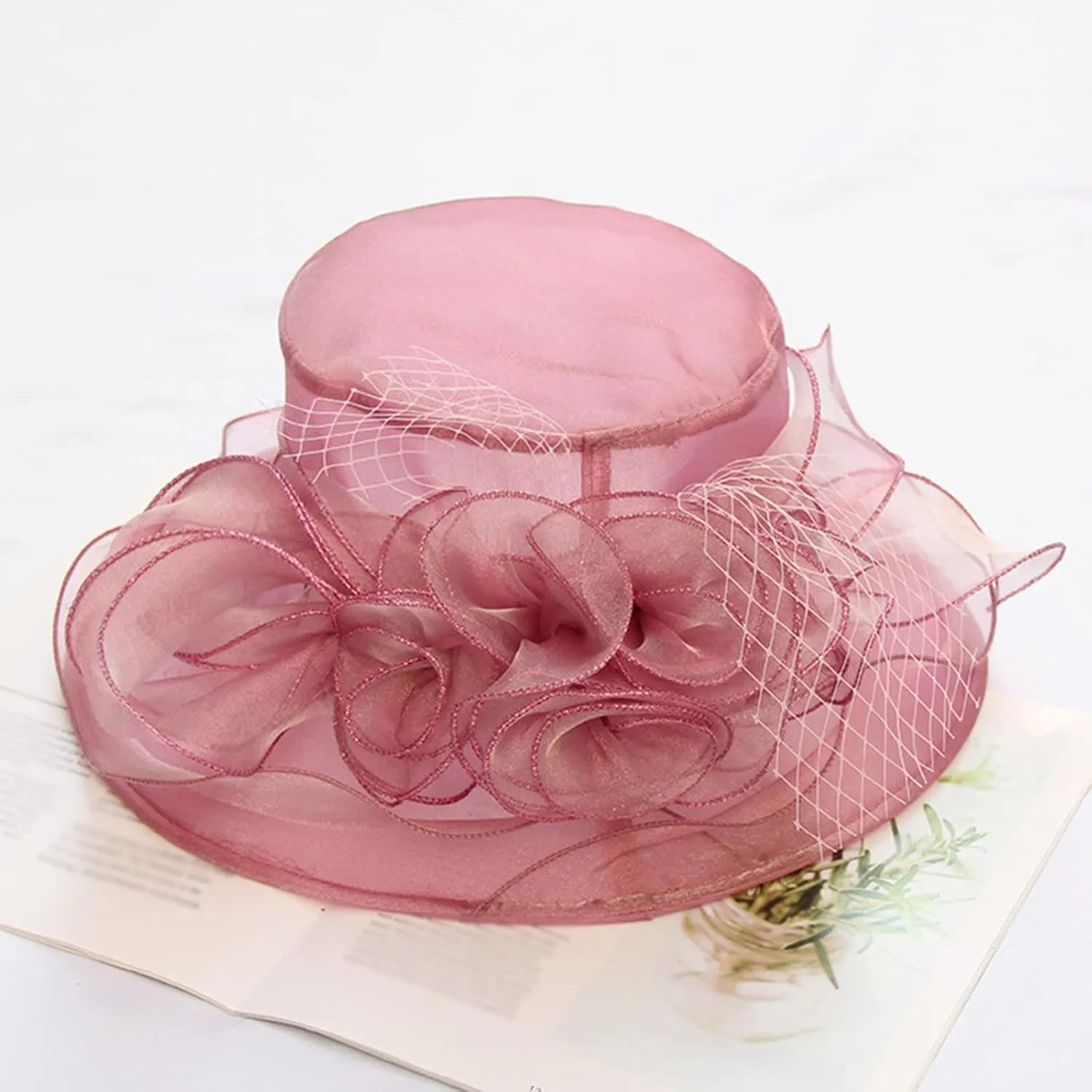 Womens Kentucky Church Derby Hat Wide Brim Tea Party Wedding Cap for Women Summer Organza Fascinator Hat