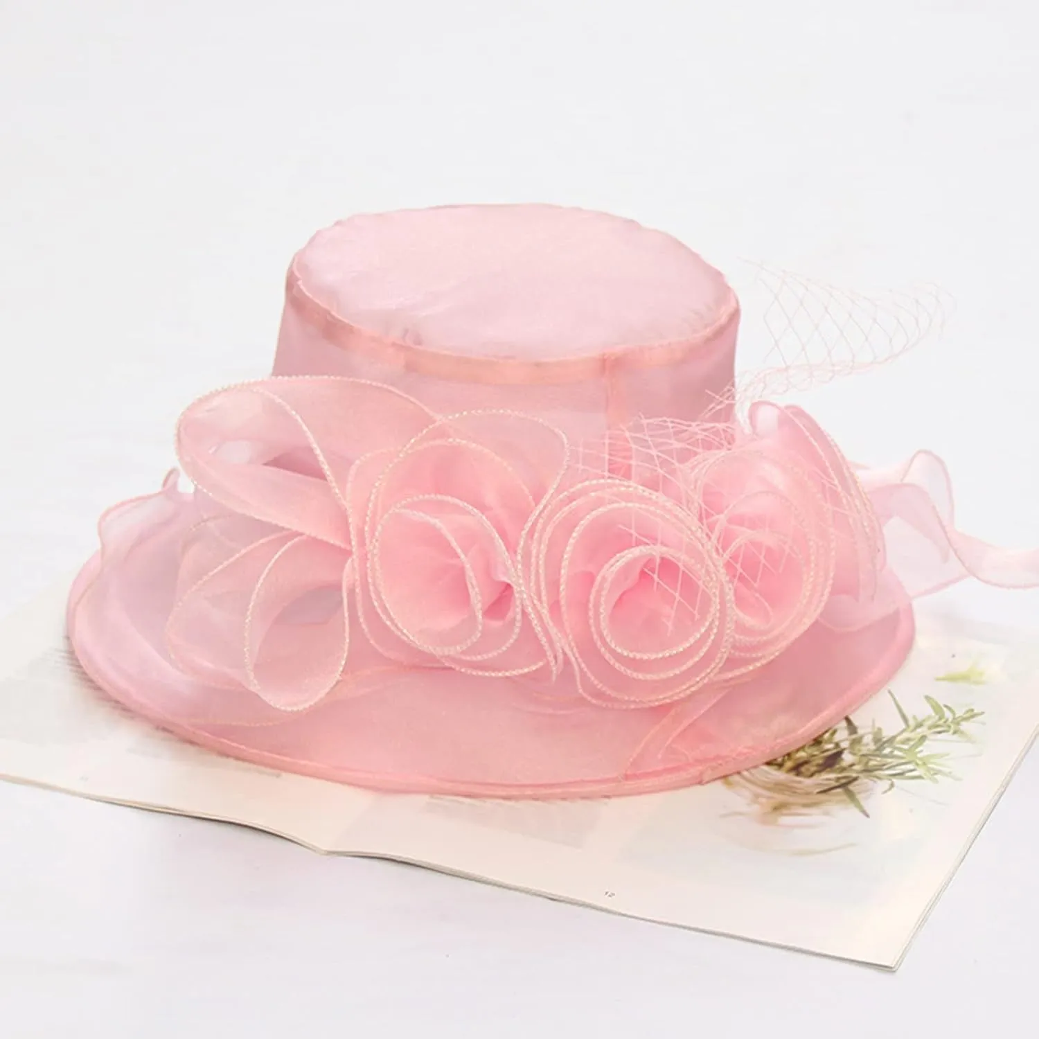 Womens Kentucky Church Derby Hat Wide Brim Tea Party Wedding Cap for Women Summer Organza Fascinator Hat
