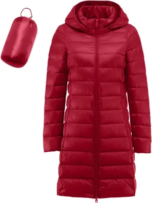 Women's Lightweight Hooded Down Jacket Packable Puffer Insulated Coats Lightweight Water-Resistant Hooded Puffer Coat