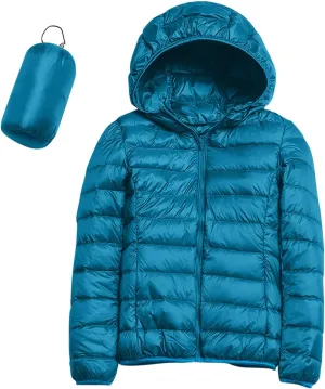 Women's Lightweight Jackets Zipper Hooded Packable Short Down Jackets Winter Quilted Puffer Outwear with Pockets