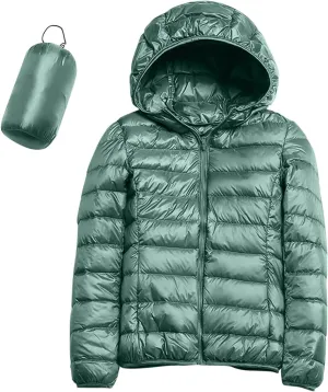 Womens Lightweight Packable Down Jacket Lightweight Puffer Coat with Hood Winter Warm Travel Puffer Jackets for Women