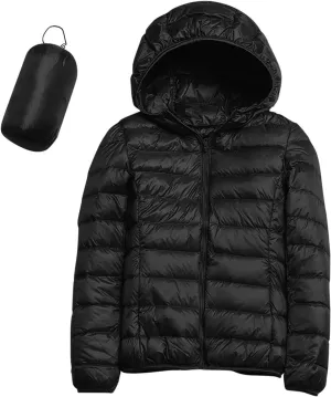 Womens Lightweight Packable Down Jackets Lightweight Puffer Coat with Hood Winter Warm Travel Puffer Jacket for Women