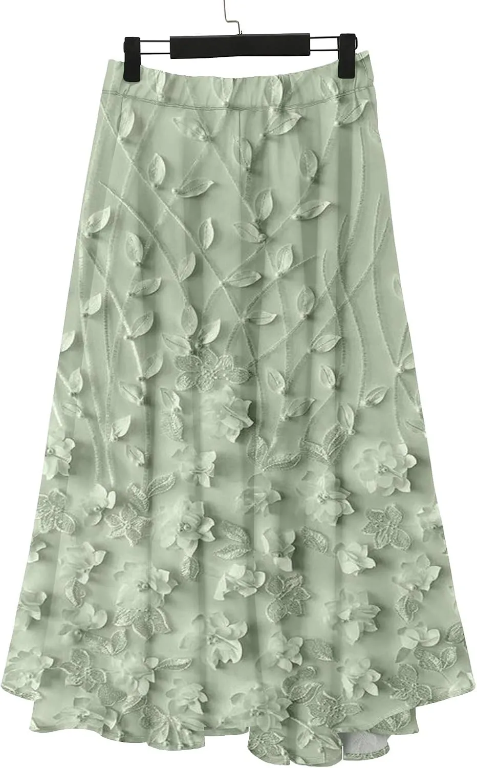 Womens Maxi Skirt Summer Floral Embroidered Lace Printed Boho Easter Long Skirts Flowy Tiered Beach Vacation Dress