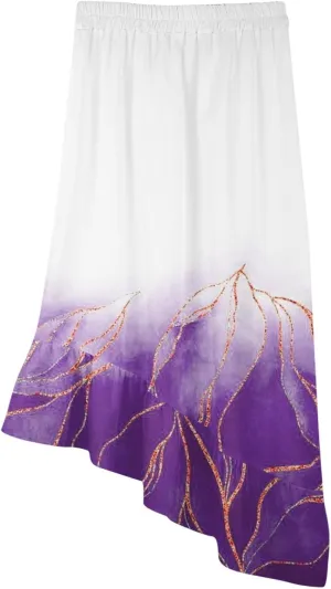 Women's Midi Skirt Boho Floral Maxi Skirt Summer Asymmetrical High Low Hem Flowy Dress Elegant Beach Vacation Clothing