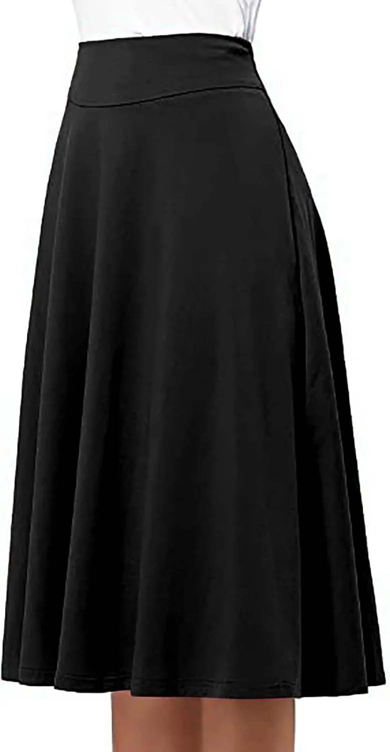 Women's Midi Skirt Boho Wood Ear Edge Layered Half Maxi Skirt Summer Casual Long Flowy Tiered Beach Vacation Dress