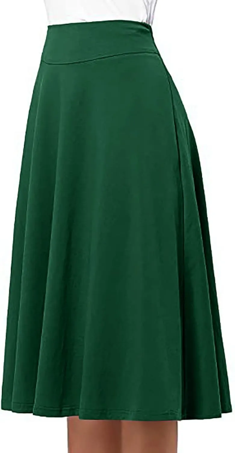 Women's Midi Skirt Boho Wood Ear Edge Layered Half Maxi Skirt Summer Casual Long Flowy Tiered Beach Vacation Dress