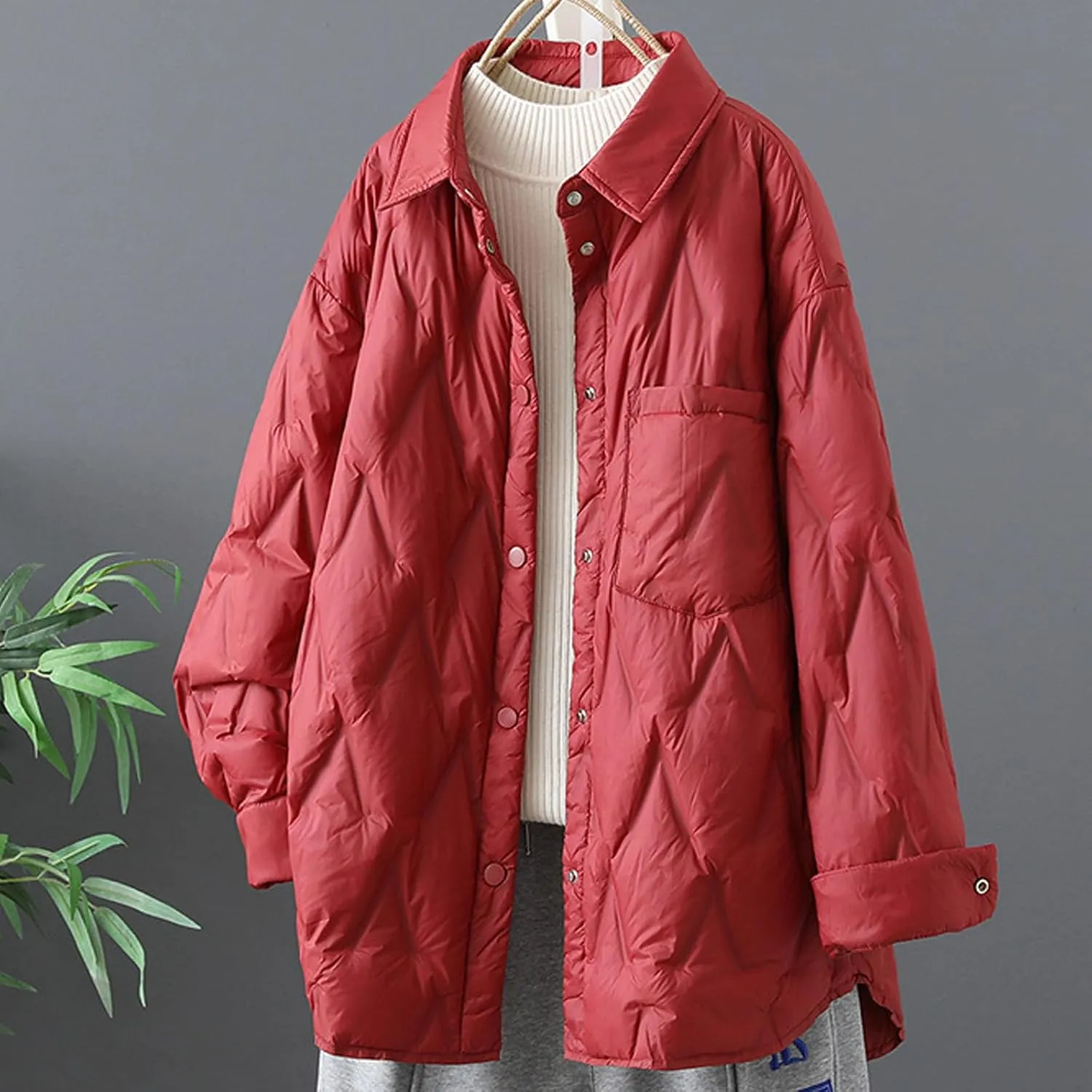 Womens Oversized Winter Coats Quilted Lightweight Jackets Thicken Parkas Outerwear Fashion Puffer Jackets Down Coats