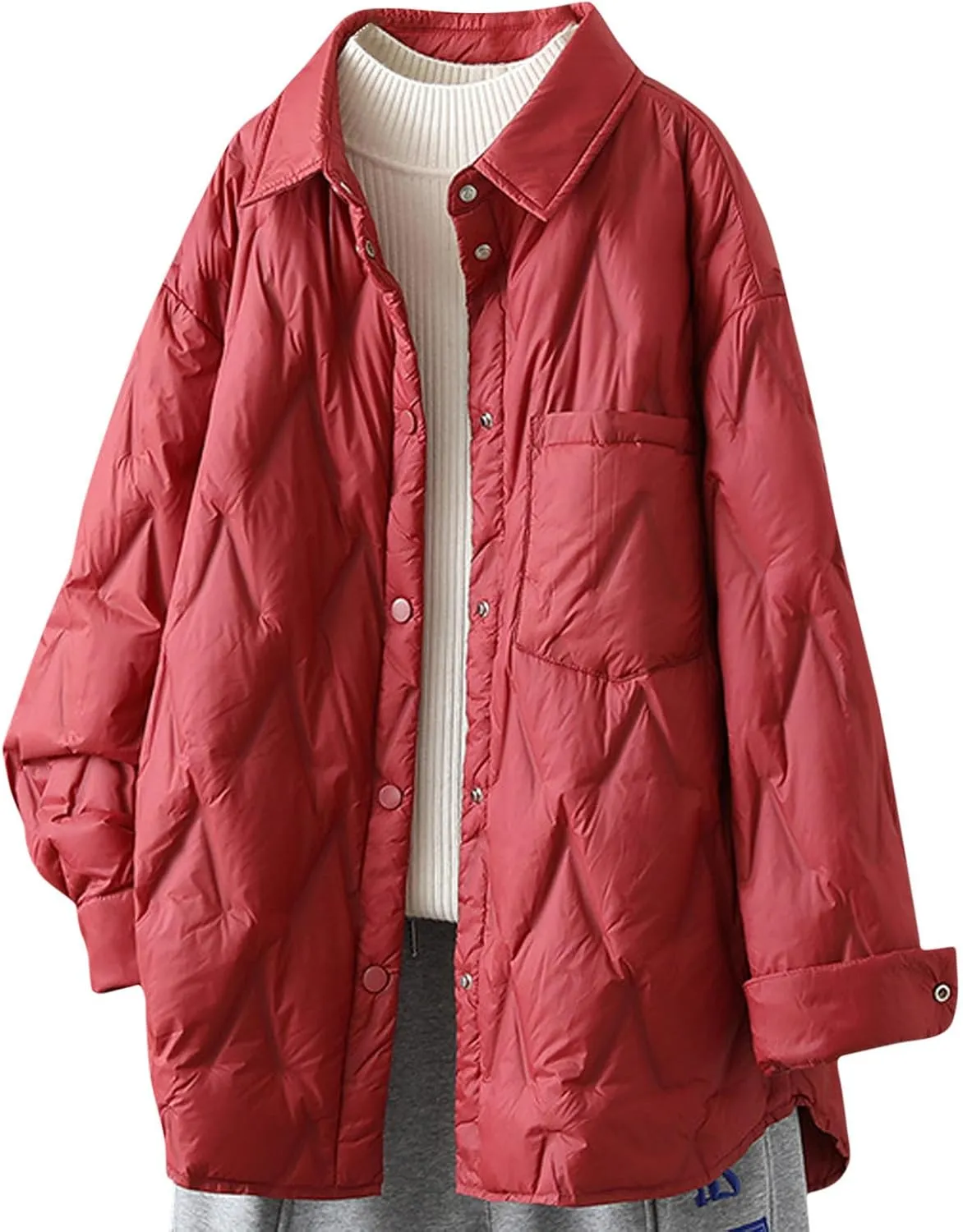 Womens Oversized Winter Coats Quilted Lightweight Jackets Thicken Parkas Outerwear Fashion Puffer Jackets Down Coats