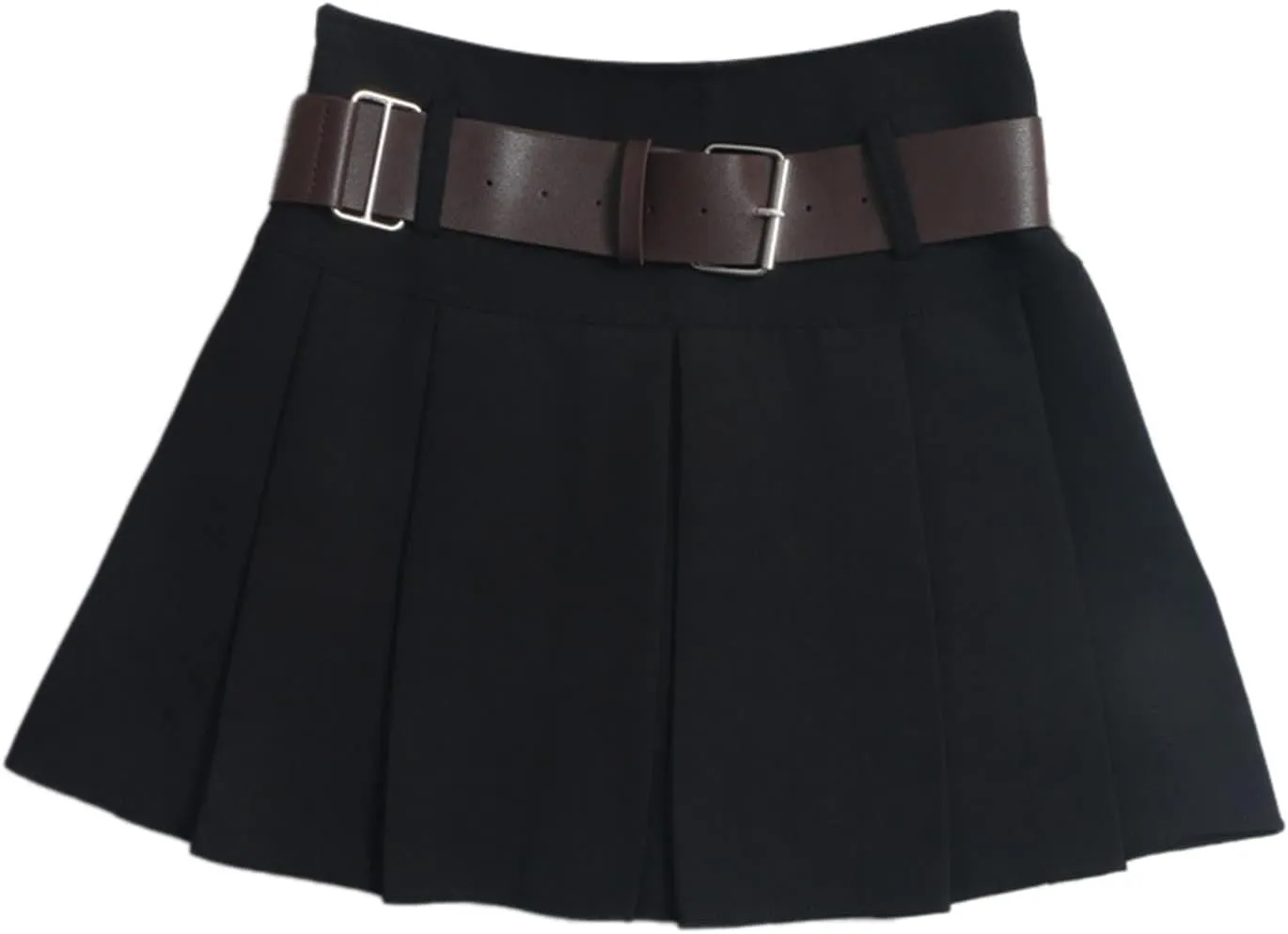 Women's Pleated Mini Skirt with Belt Casual High Waisted A Line Dressy Skirt Summer Work Business Skirt for Office