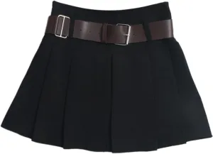 Women's Pleated Mini Skirt with Belt Casual High Waisted A Line Dressy Skirt Summer Work Business Skirt for Office