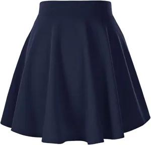 Womens Pleated Mini Skirts Solid Color Elastic High Waisted Casual Short Skirts Flared A Line Versatile Stretchy Skirts