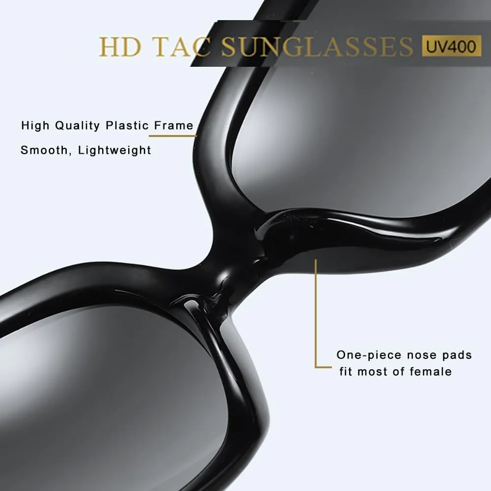 Womens Polarized Sunglasses Trendy Large Round Anti Glare Driving Sun Glasses Ladies Cute Big Frame Shades