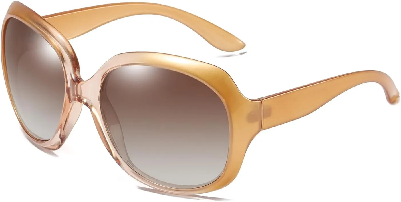 Womens Polarized Sunglasses Trendy Large Round Anti Glare Driving Sun Glasses Ladies Cute Big Frame Shades